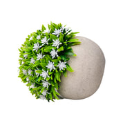 VON CASA White Flowers with Green Leafs Artificial Potted Plant - Stone Finish