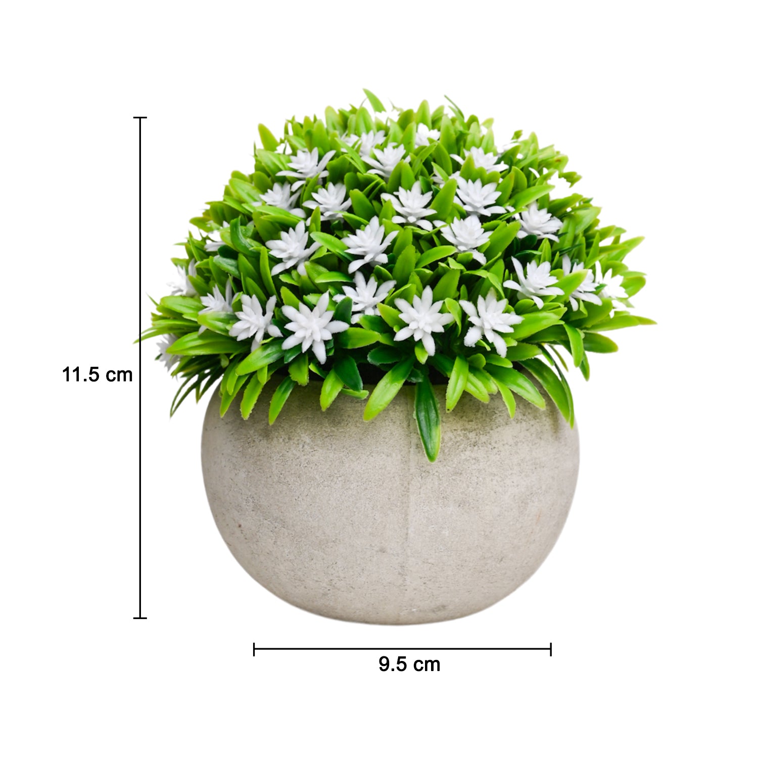 VON CASA White Flowers with Green Leafs Artificial Potted Plant - Stone Finish