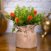 VON CASA Red Artificial Potted Plant - Knitted