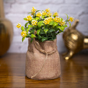 VON CASA Yellow Artificial Potted Plant - Knitted