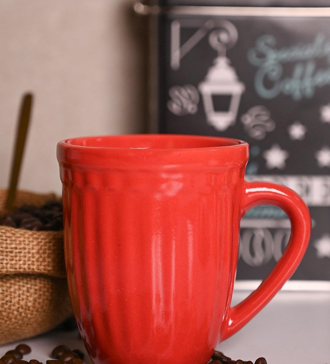 VON CASA Ceramic Coffee & Tea Mug - 300 Ml, Red - MARKET99