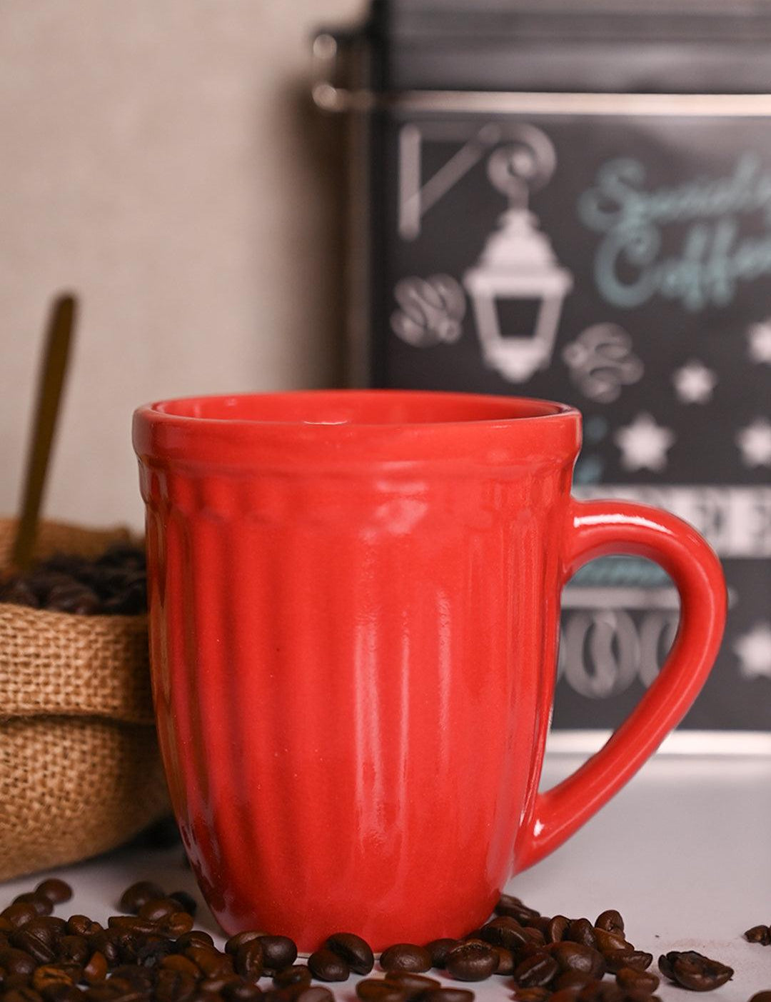 VON CASA Ceramic Coffee & Tea Mug - 300 Ml, Red - MARKET99