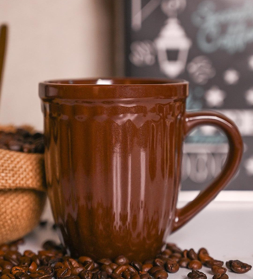 VON CASA Ceramic Coffee & Tea Mug - 300 Ml, Dark Brown - MARKET99