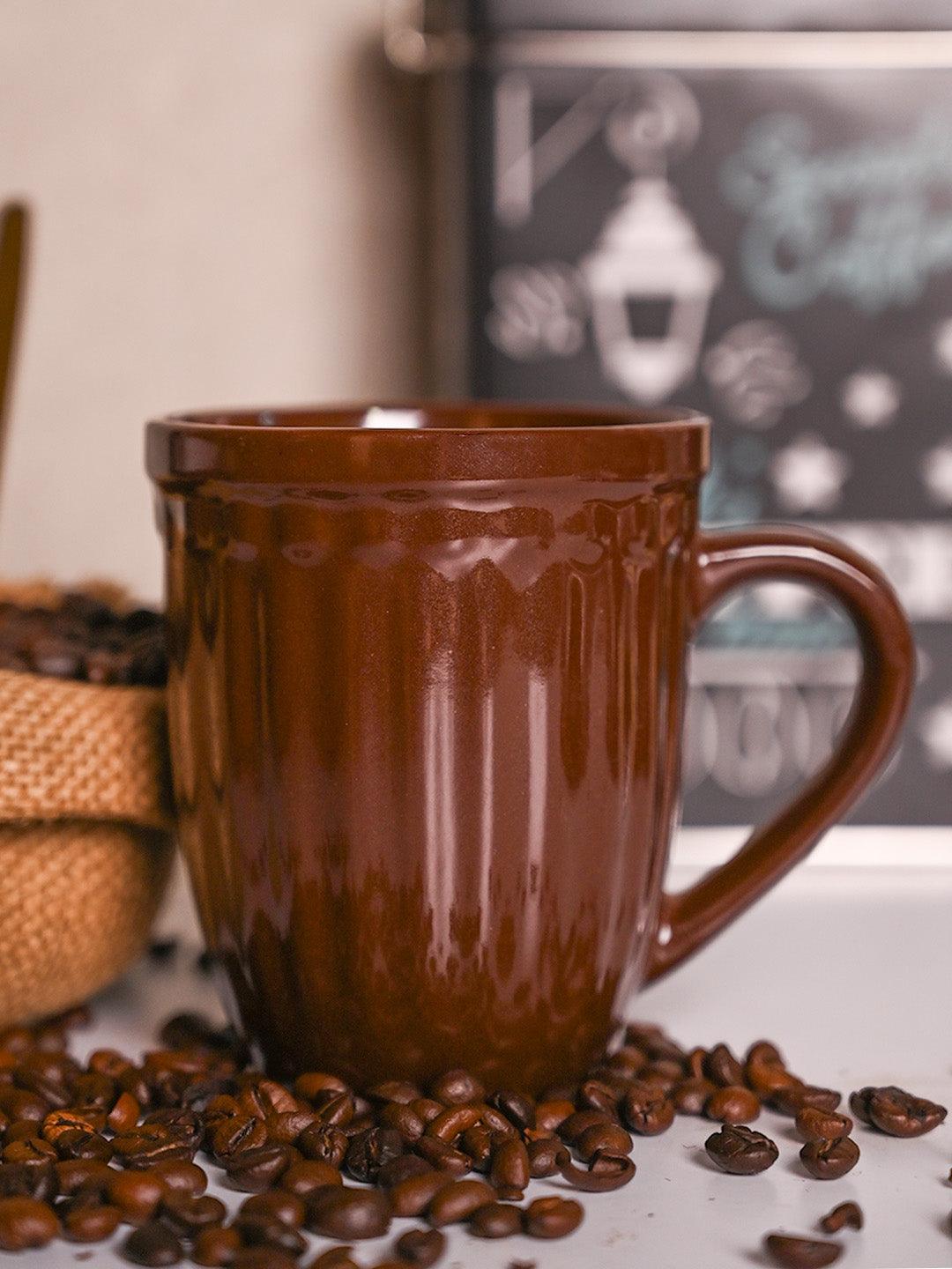 VON CASA Ceramic Coffee & Tea Mug - 300 Ml, Dark Brown