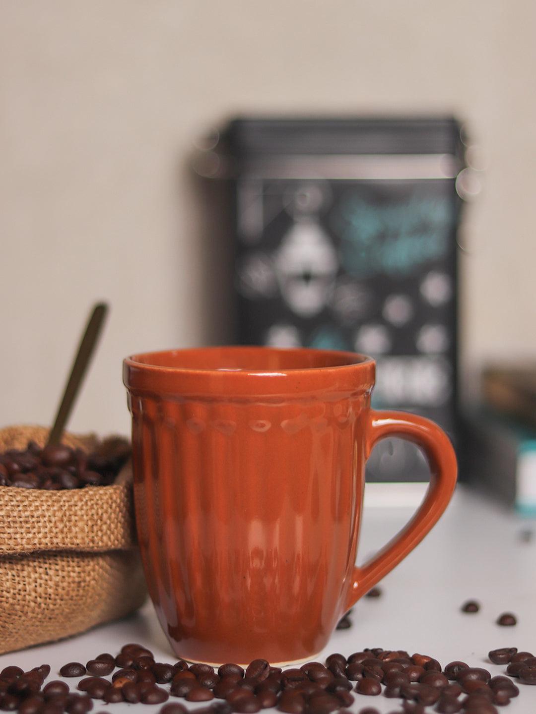VON CASA Ceramic Coffee & Tea Mug - 300 Ml, Brown - MARKET99