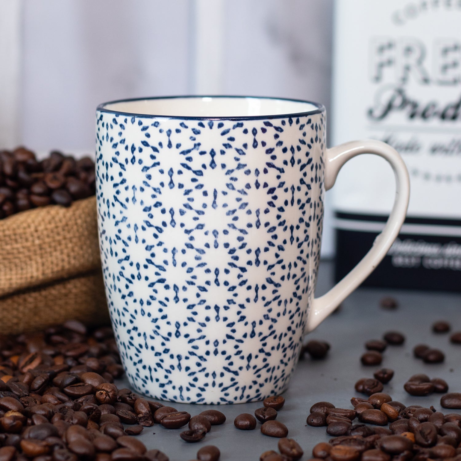 Ceramic Coffee Mug - 380Ml, Dot Repeat