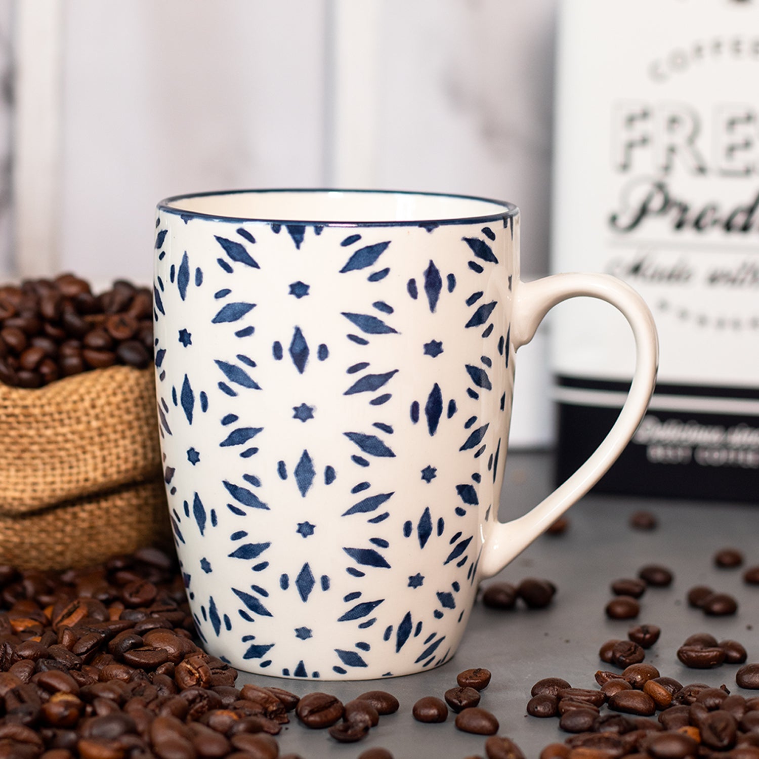 Ceramic Coffee Mug - 380Ml, Dot Repeat