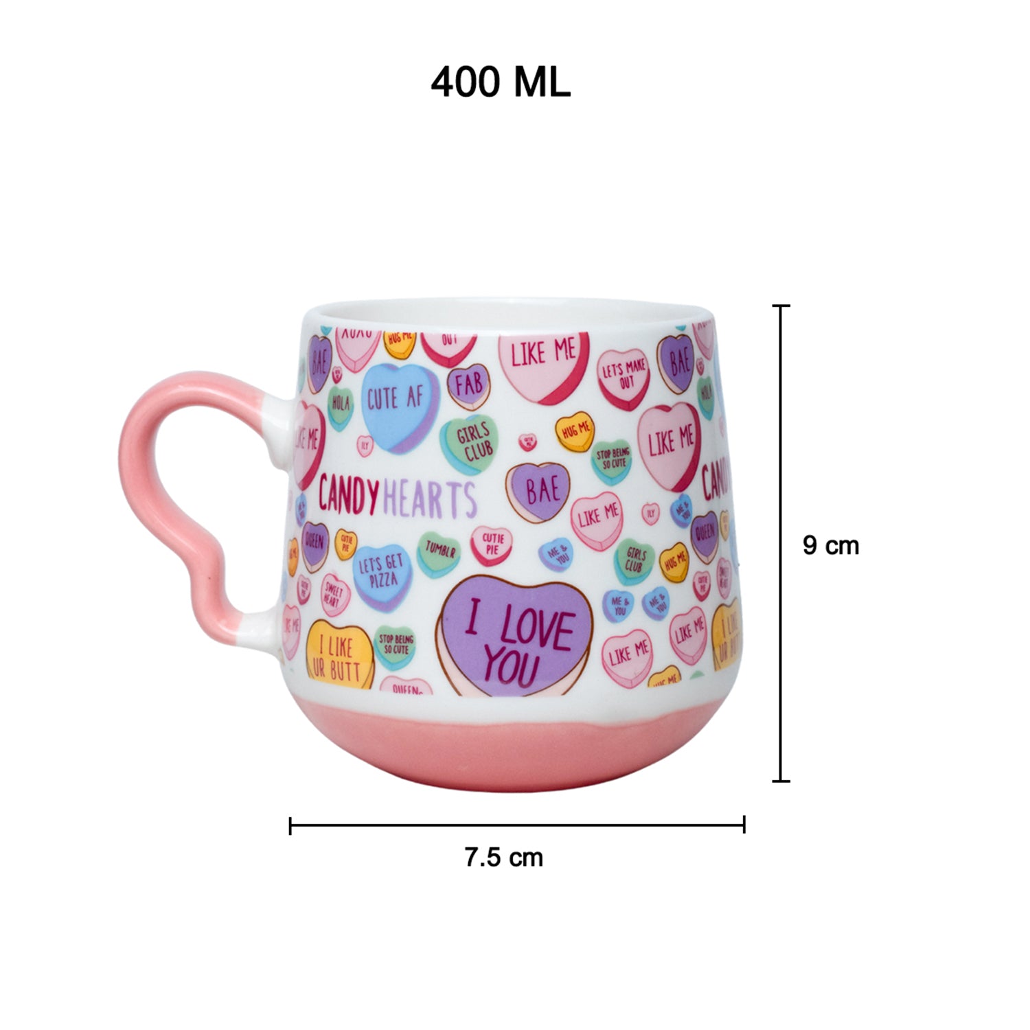 Coffee Cup - 400 Ml, Heart Shape Ballon Print