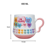 Coffee Cup - 400 Ml, Heart Shape Ballon Print