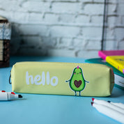 Yellow Cute Pencil Pouch - Avacado Print