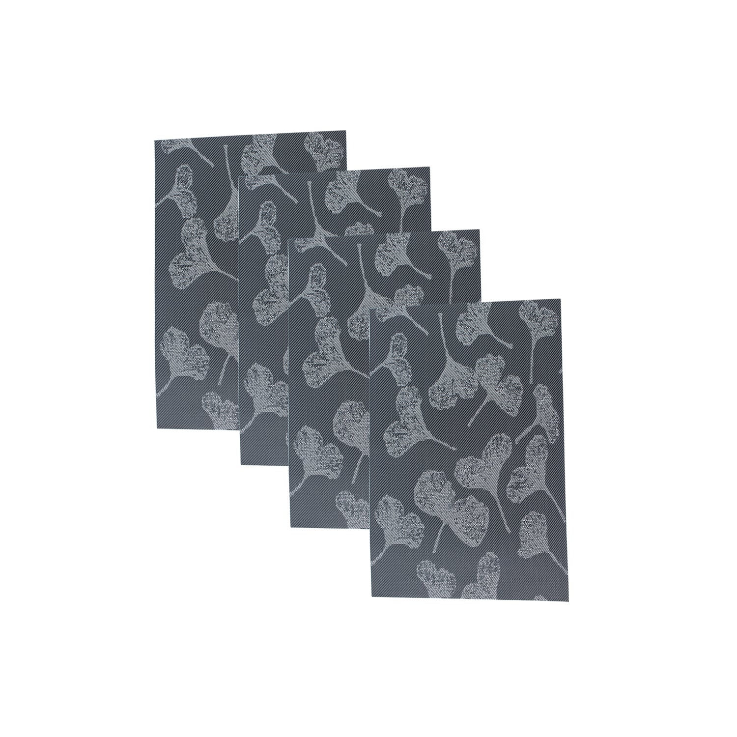 Black Floral Pattern - Placemat Mat Set Of 4