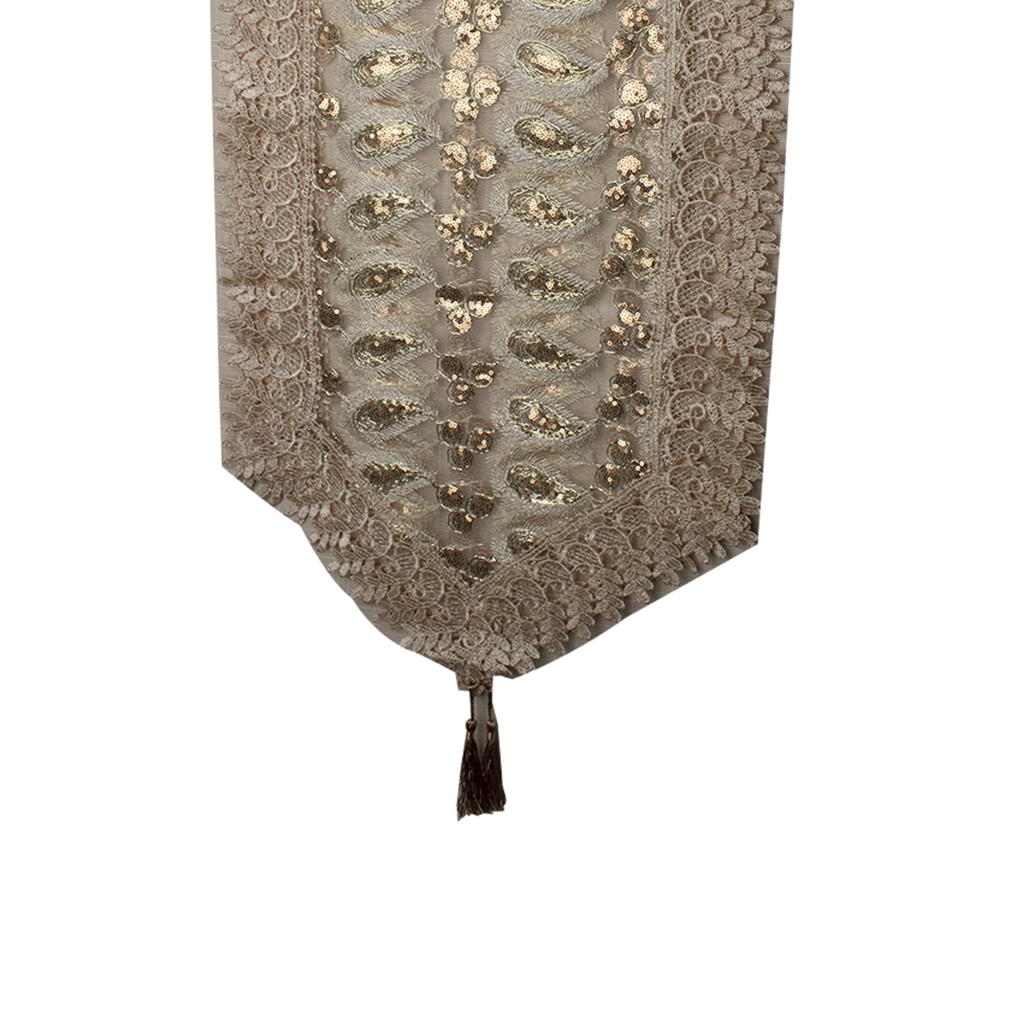 Golden Table Runner - Leaf Pattern