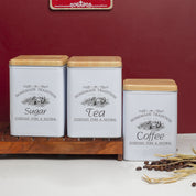 Coffee, Tea & Sugar - Metal Jar Set Of 3, Square & 1600Ml,