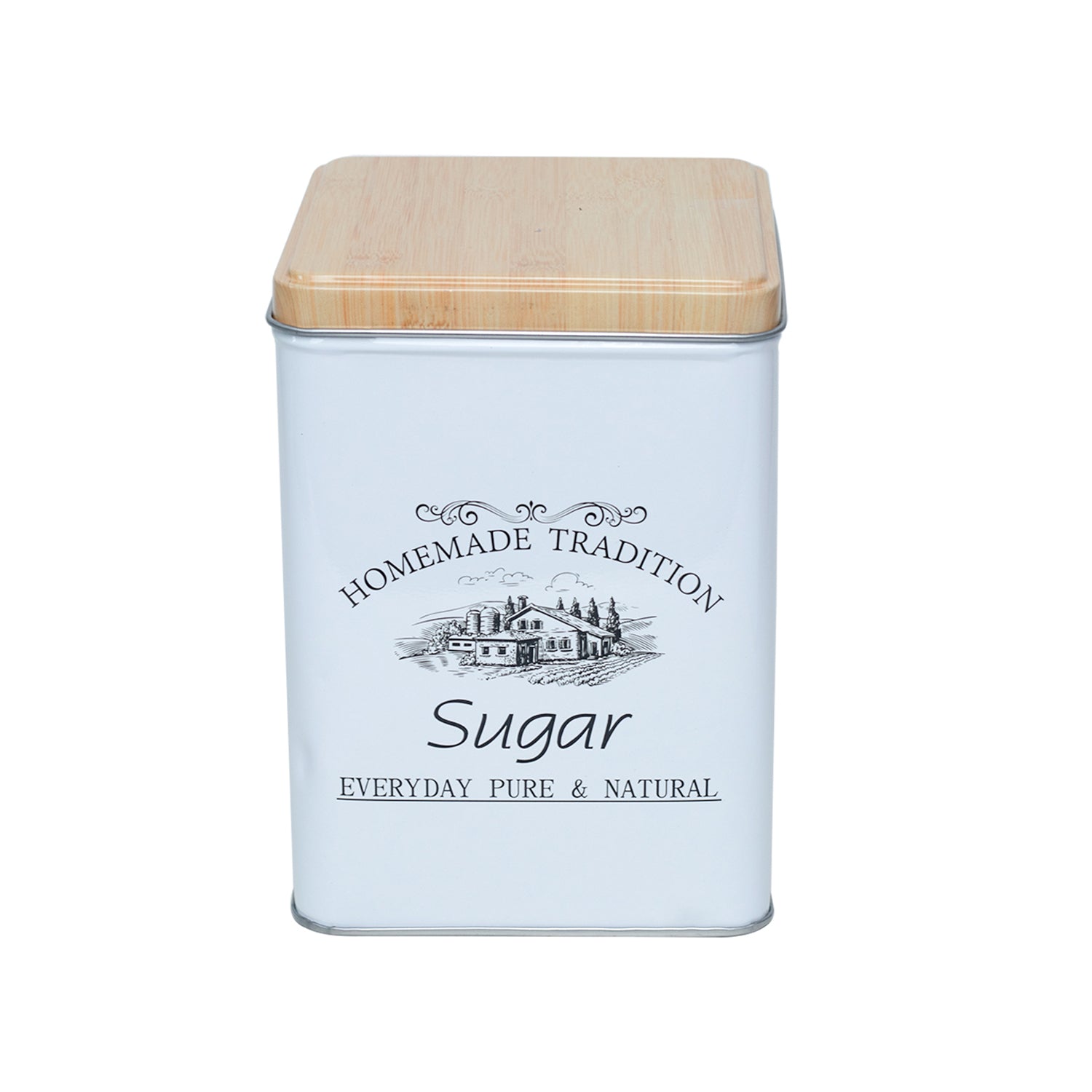 Coffee, Tea & Sugar - Metal Jar Set Of 3, Square & 1600Ml,