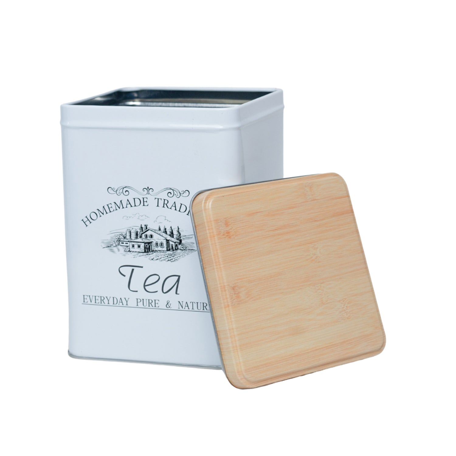 Coffee, Tea & Sugar - Metal Jar Set Of 3, Square & 1600Ml,