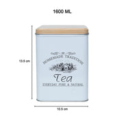Coffee, Tea & Sugar - Metal Jar Set Of 3, Square & 1600Ml,