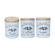 Coffee, Tea & Sugar - Metal Jar Set Of 3, Cylindrical & 1600Ml,