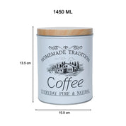 Coffee, Tea & Sugar - Metal Jar Set Of 3, Cylindrical & 1600Ml,