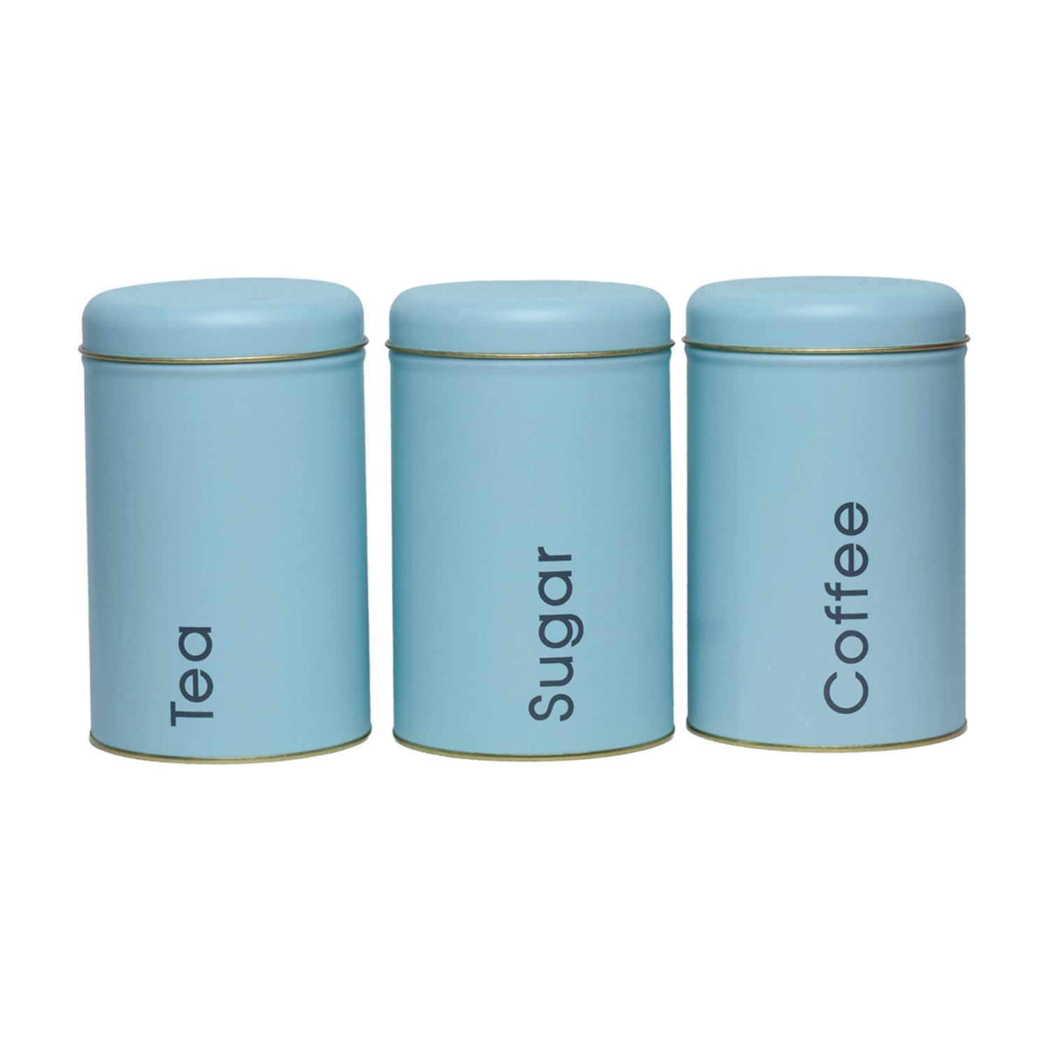 Coffee, Tea & Sugar - Metal Jar Set Of 3, Turquoise Color, 1450Ml