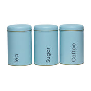 Coffee, Tea & Sugar - Metal Jar Set Of 3, Turquoise Color, 1450Ml