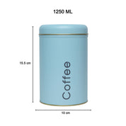 Coffee, Tea & Sugar - Metal Jar Set Of 3, Turquoise Color, 1450Ml