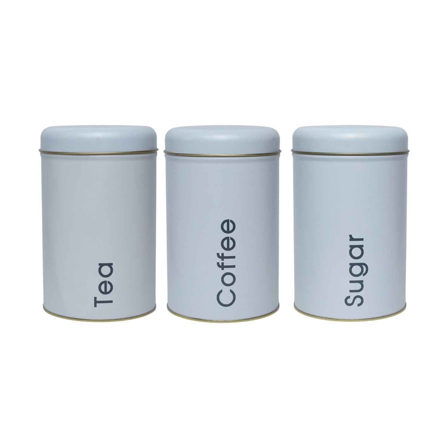 Coffee, Tea & Sugar - Metal Jar Set Of 3, White Color, 1450Ml