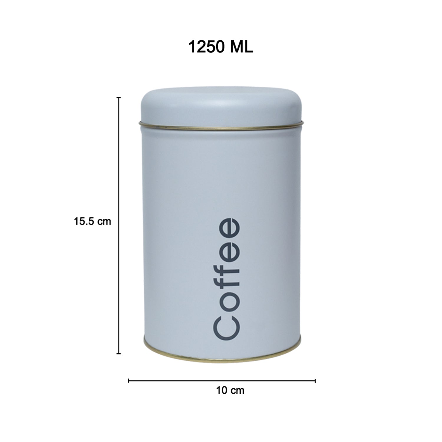 Coffee, Tea & Sugar - Metal Jar Set Of 3, White Color, 1450Ml