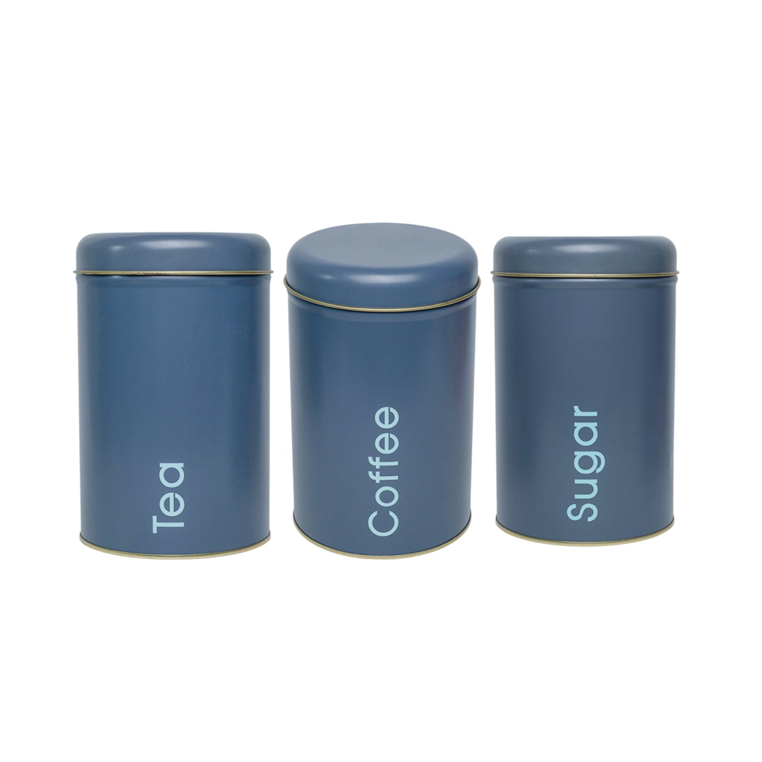 Coffee, Tea & Sugar - Metal Jar Set Of 3, Grey Color, 1450Ml
