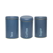 Coffee, Tea & Sugar - Metal Jar Set Of 3, Grey Color, 1450Ml