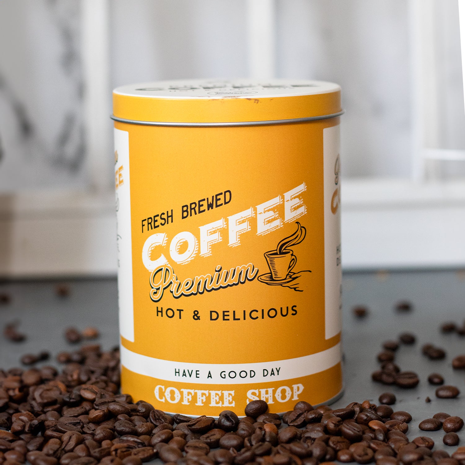 Metal Coffee Jar - Yellow, 1000Ml