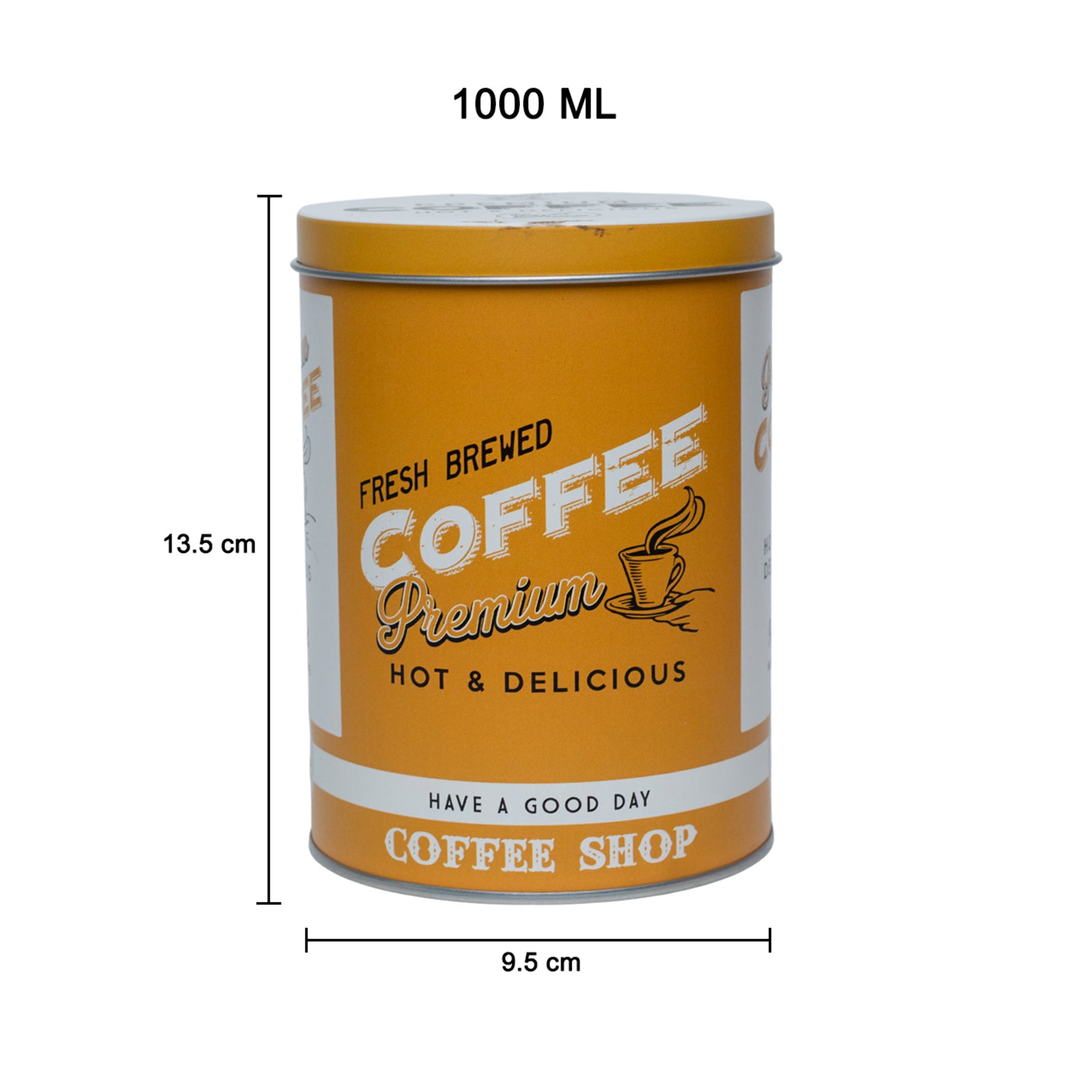 Metal Coffee Jar - Yellow, 1000Ml