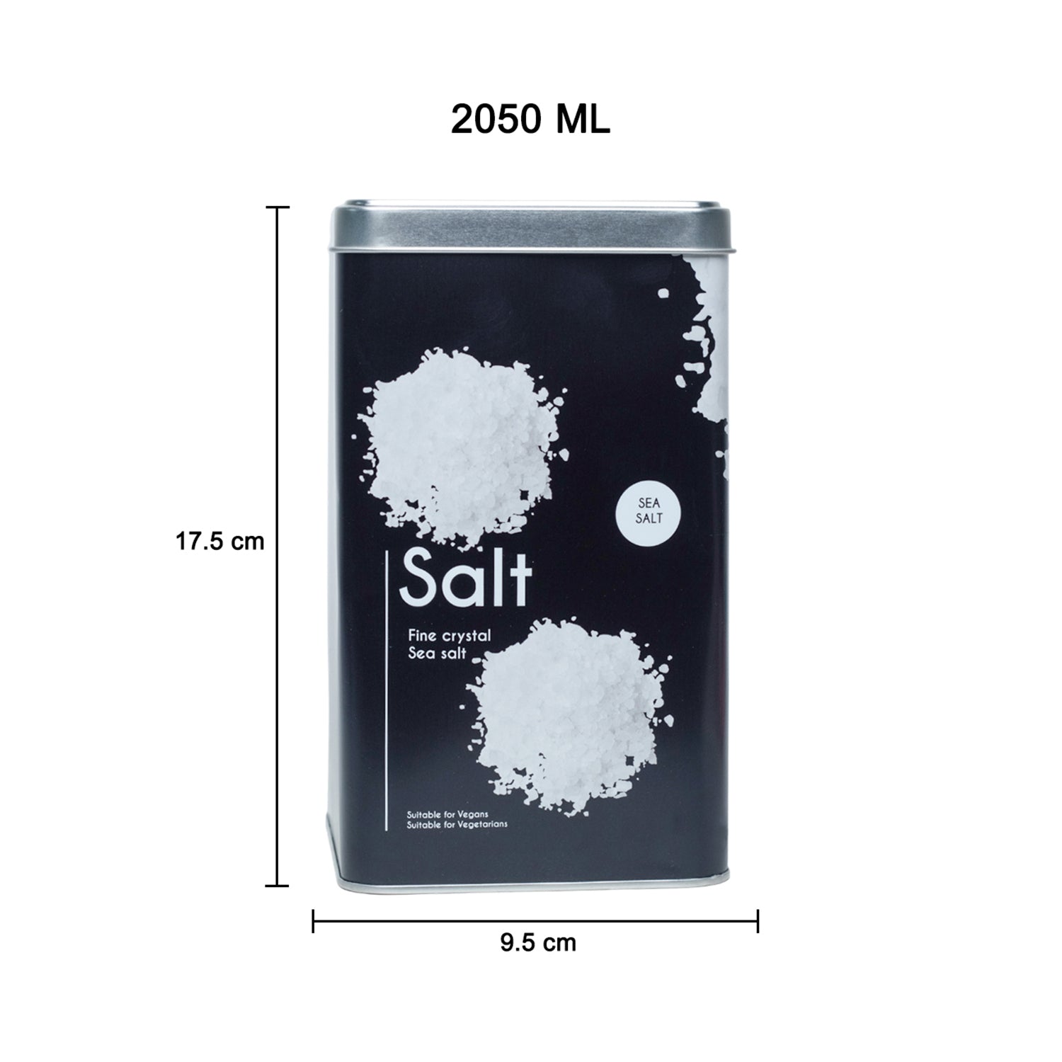 Metal Salt Jar - Black, 2050Ml