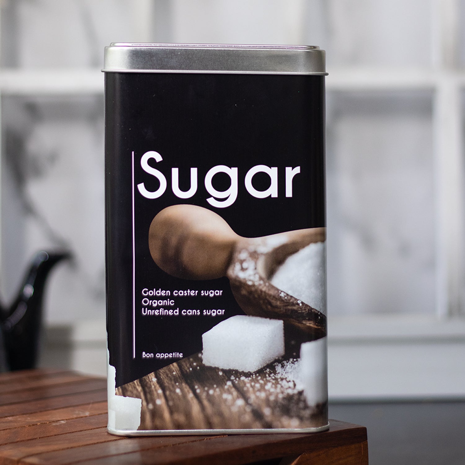 Metal Sugar Storage Jar - Black, 2050Ml