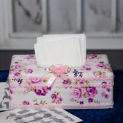 Light Pink Tissue Box Holder - Floral Design