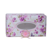 Light Pink Tissue Box Holder - Floral Design