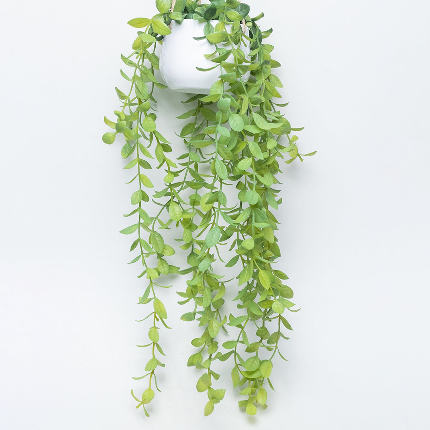 Artificial Greenery Hanging Plant With White Pot - For Wall Décor