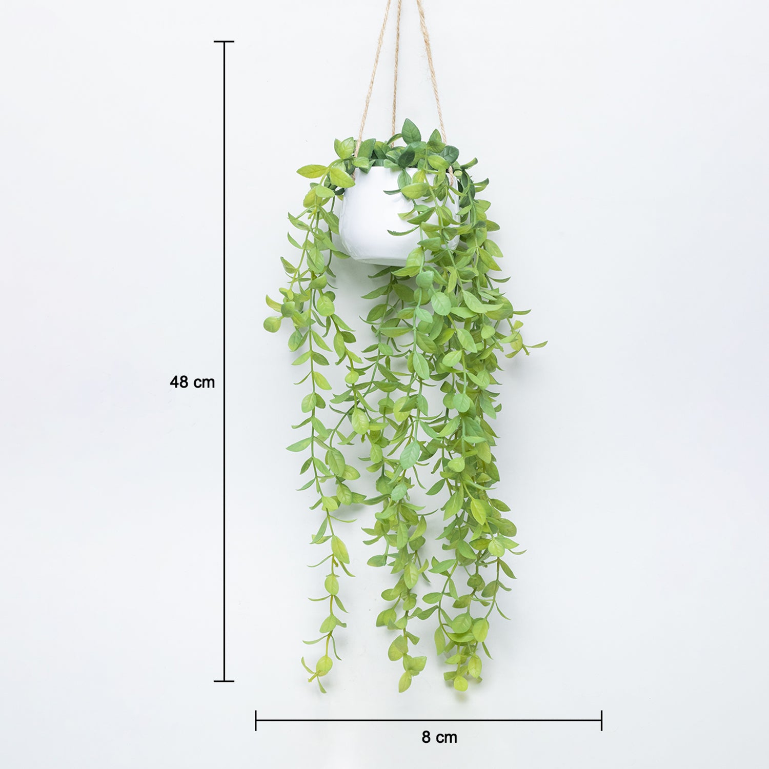 Artificial Greenery Hanging Plant With White Pot - For Wall Décor