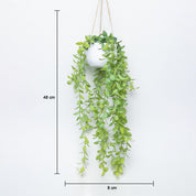 Artificial Greenery Hanging Plant With White Pot - For Wall Décor
