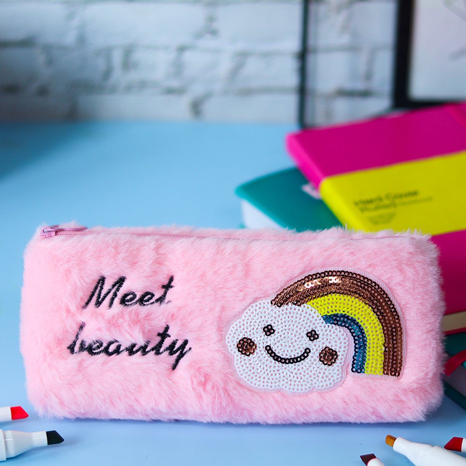 Light Pink Pencil Pouch - Fur