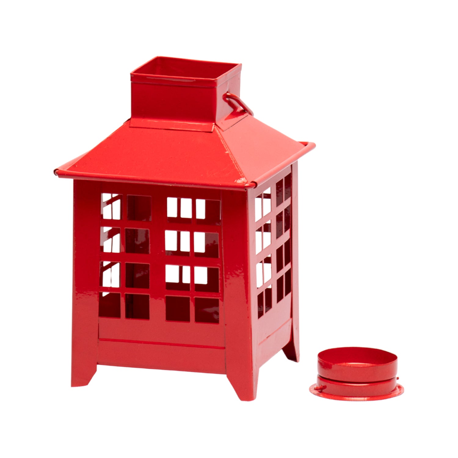 VON CASA Metal Candle Lantern - Red