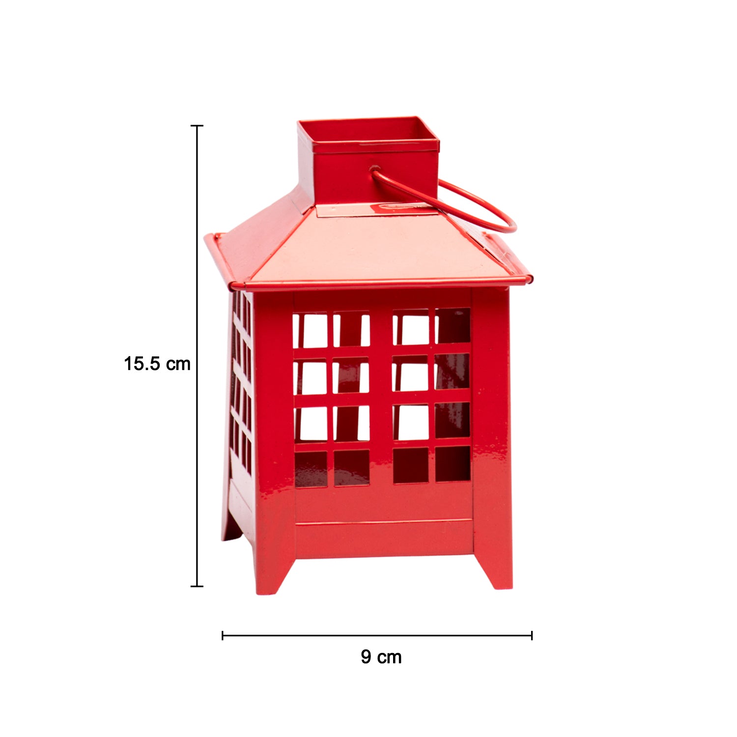 VON CASA Metal Candle Lantern - Red