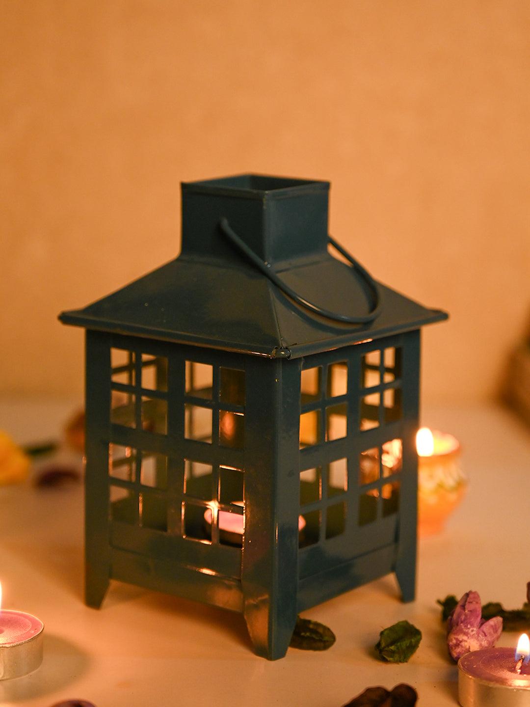 VON CASA Metal Candle Lantern - Blue - MARKET99