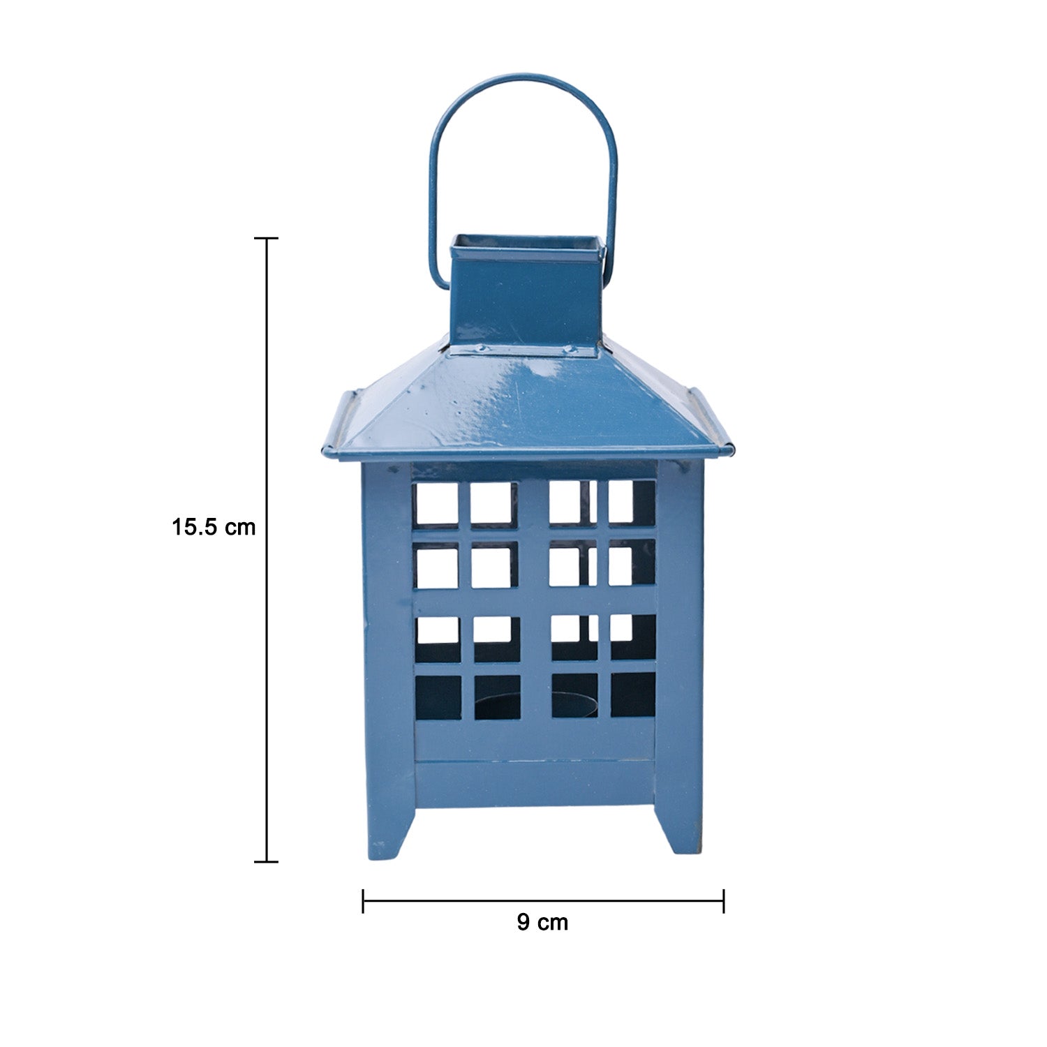 VON CASA Metal Candle Lantern - Blue
