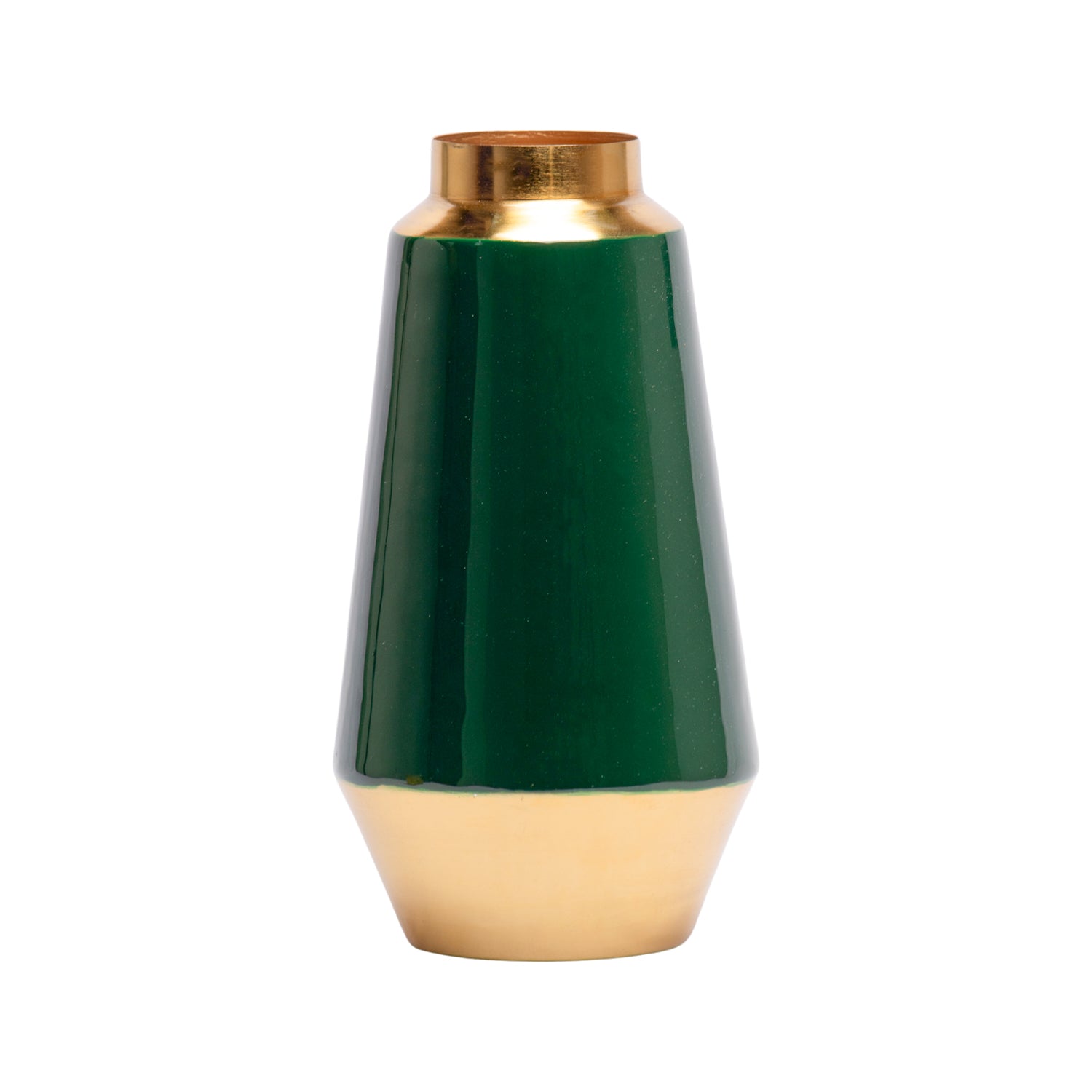 Decorative Enamel Vase - Golden & Green