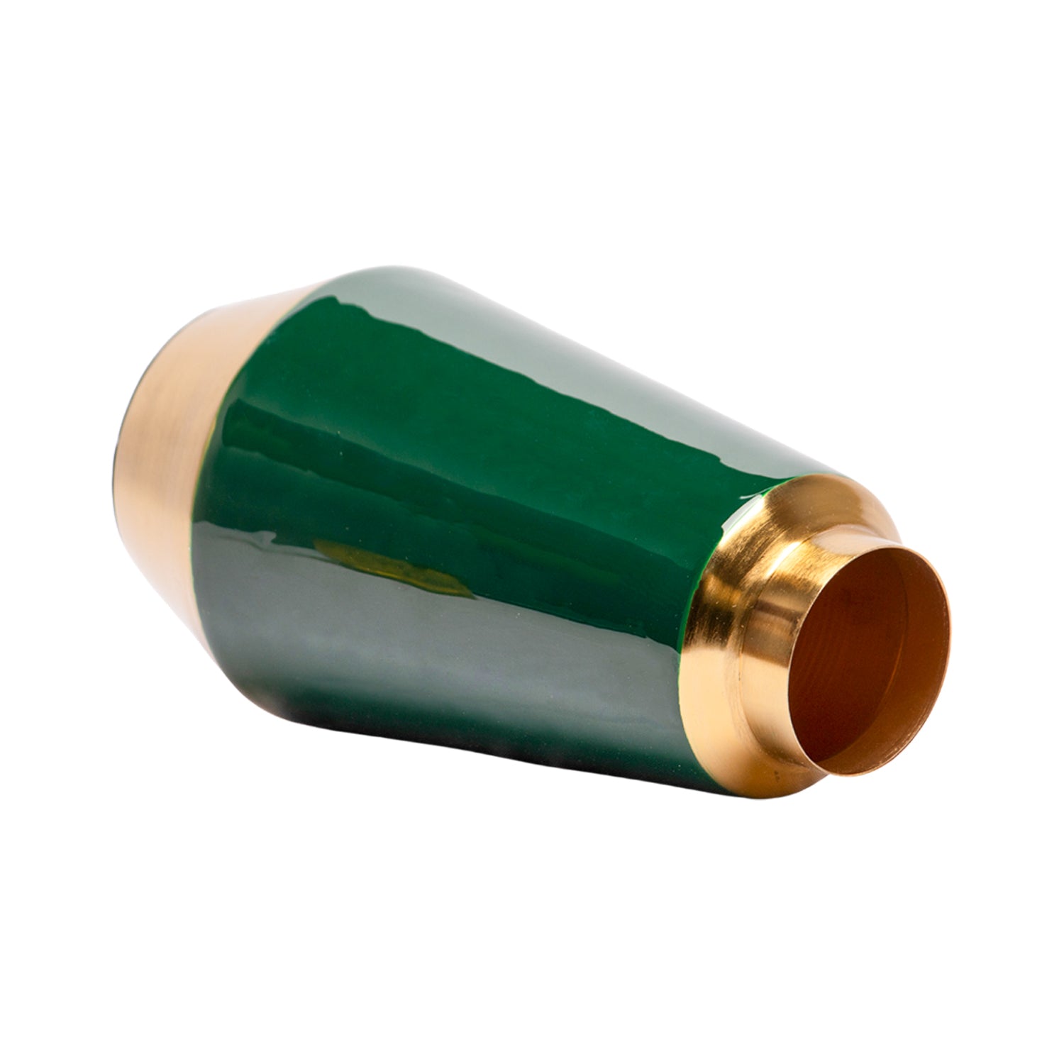 Decorative Enamel Vase - Golden & Green