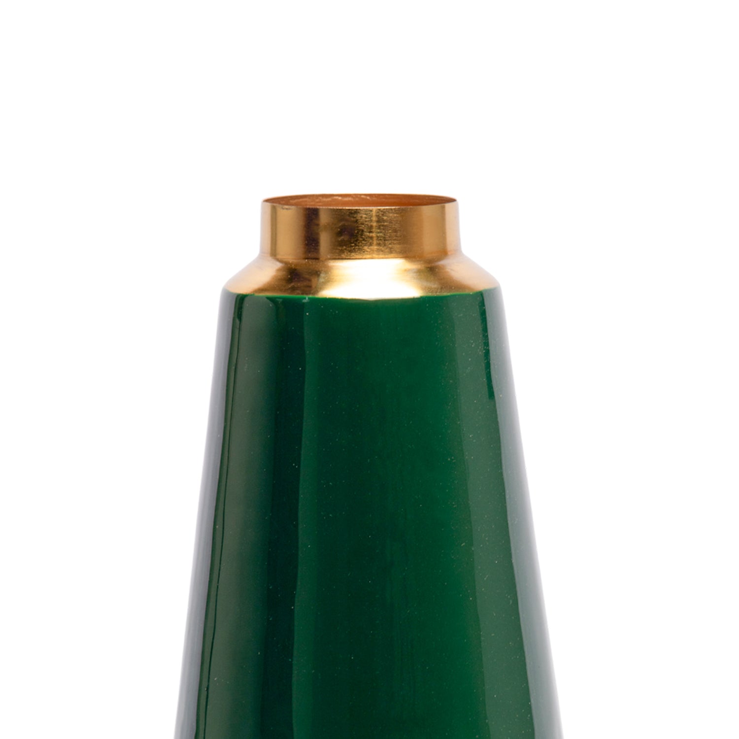 Decorative Enamel Vase - Golden & Green