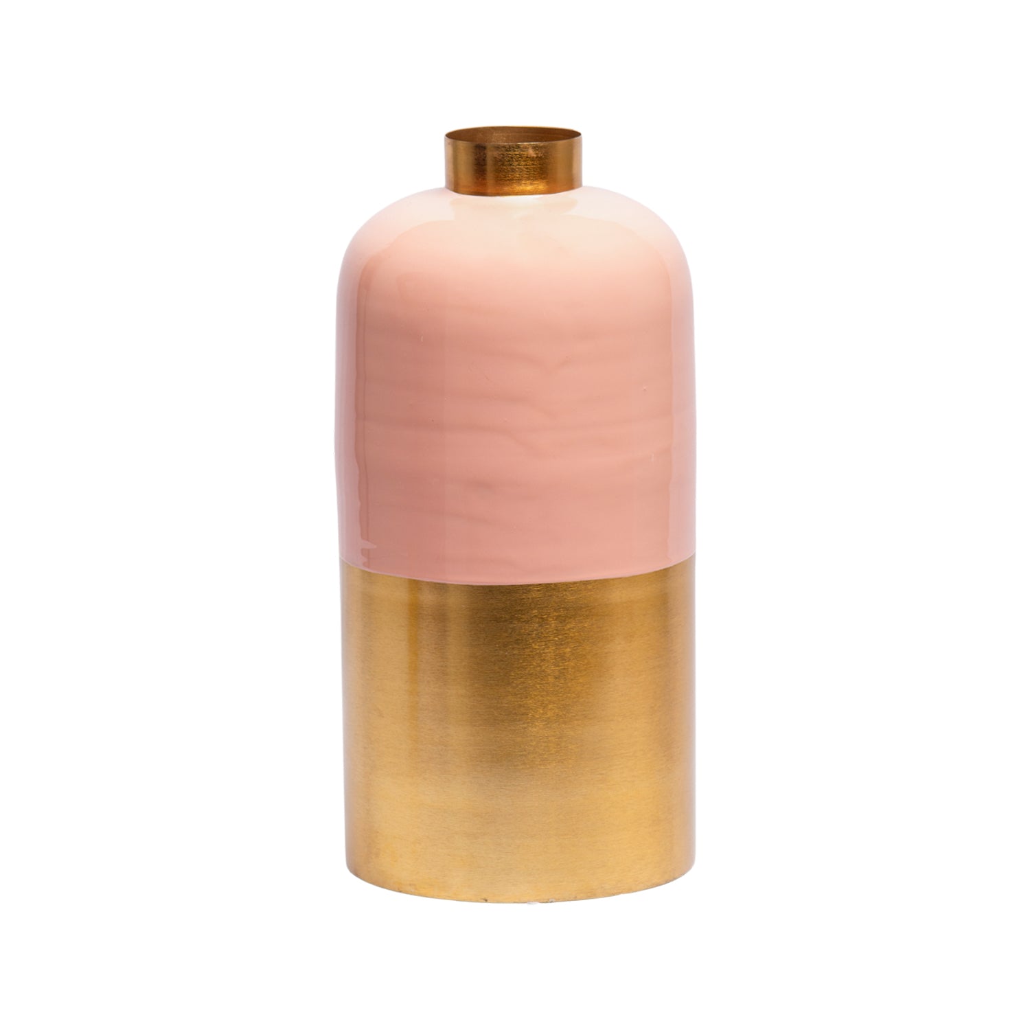 Decorative Enamel Vase - Golden & Pink