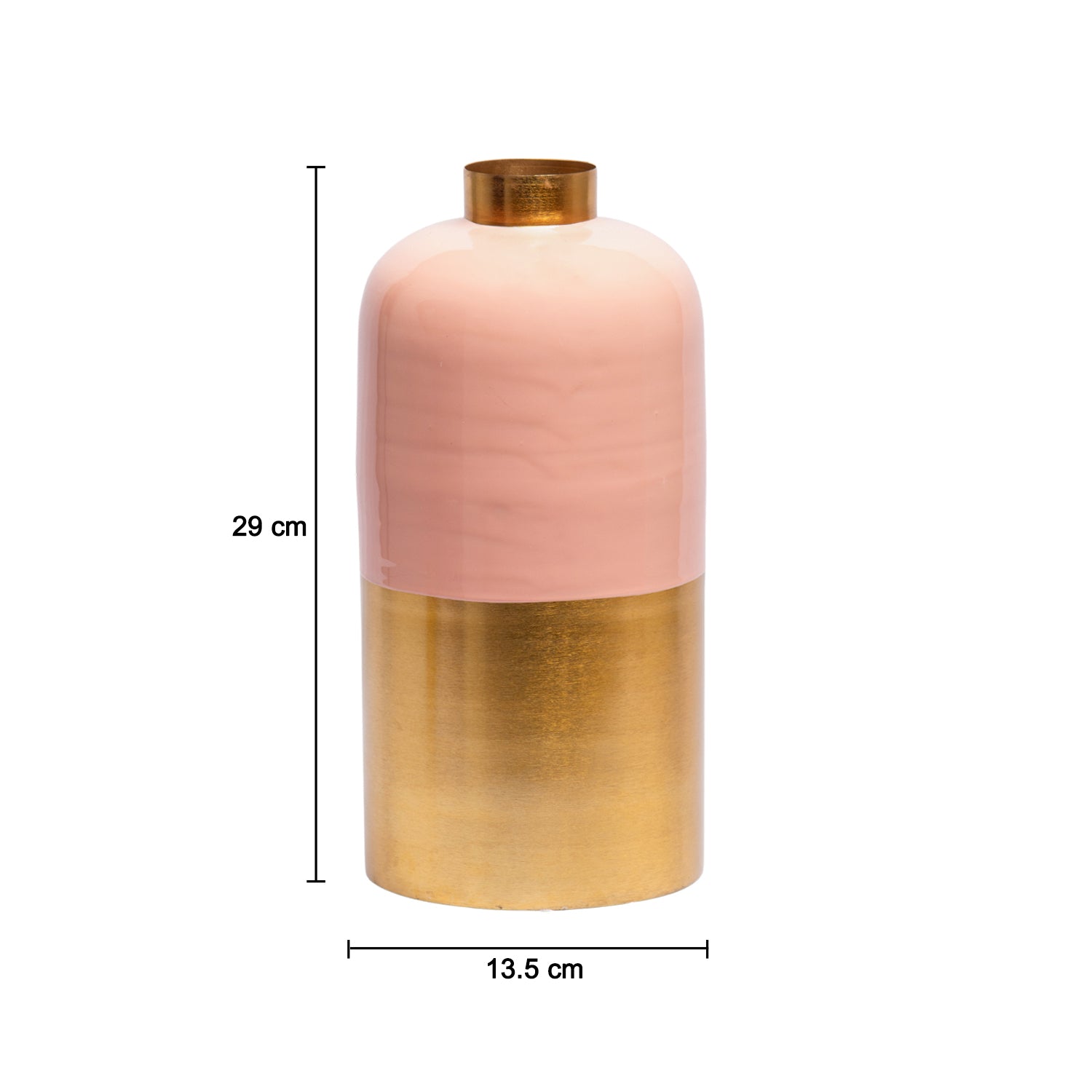 Decorative Enamel Vase - Golden & Pink