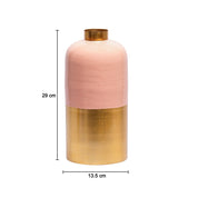 Decorative Enamel Vase - Golden & Pink