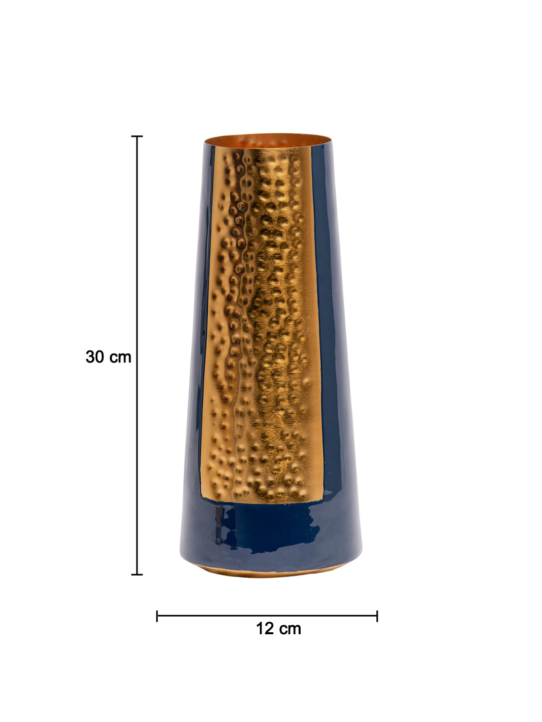 Decorative Enamel Vase - Golden & Blue